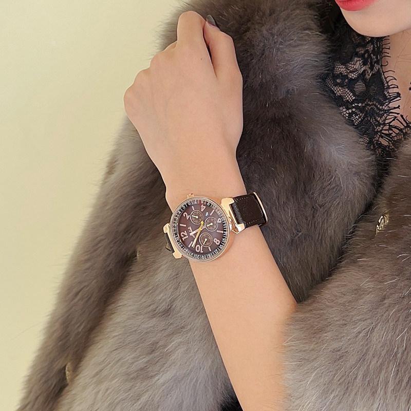 Montre de luxe en cuir style vintage: une montre à quartz élégante et de haute qualité, parfaite pour le lieu de travail — le cadeau idéal pour les femmes