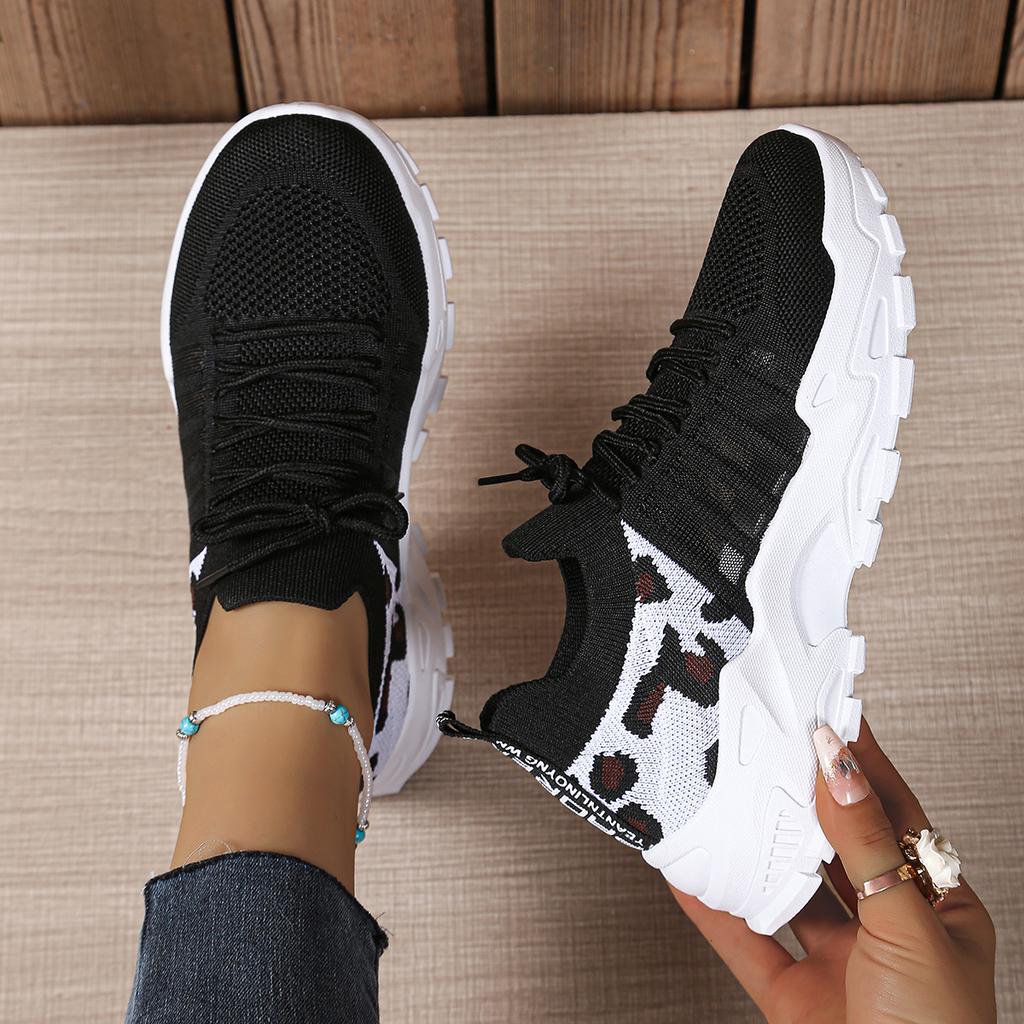 Women'S Shoes, Women'S Sports Shoes New Trendy Mesh Breathable Leopard Print Casual Sports Shoes