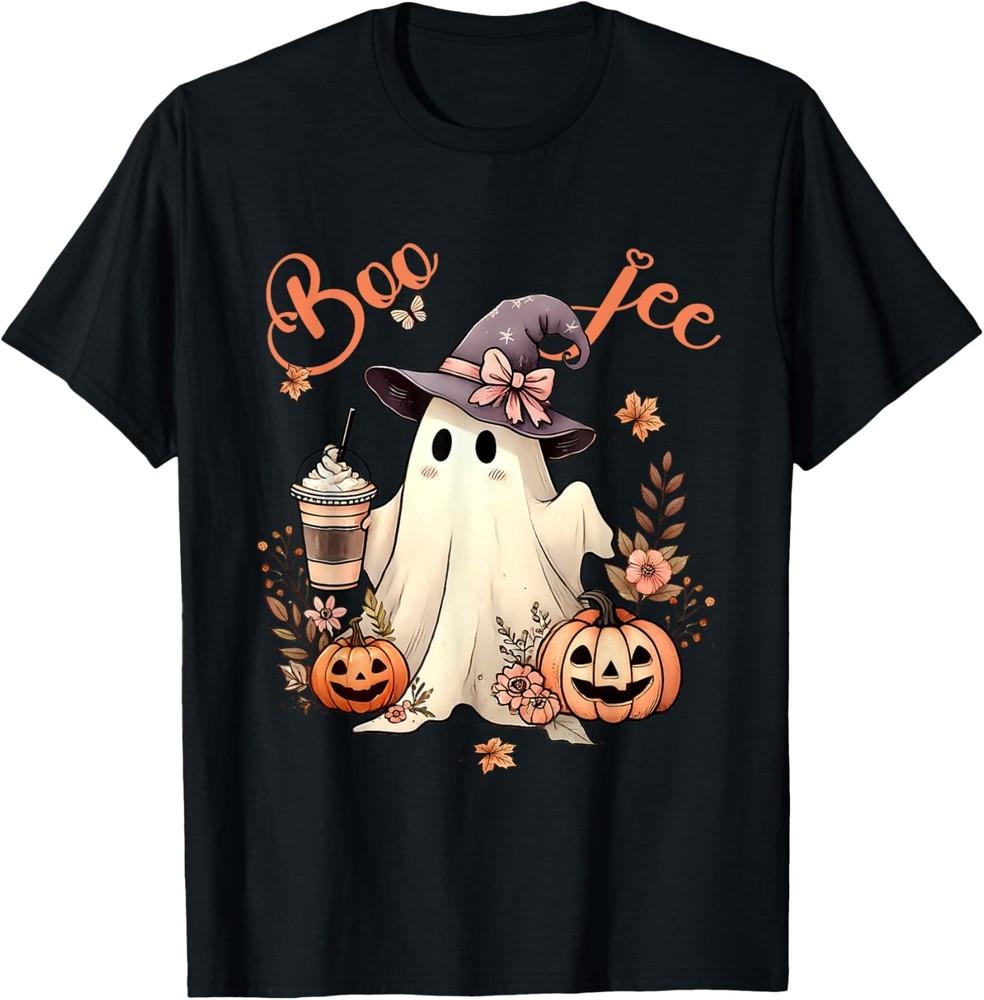 Boo Jee Ghost Drinking Coffee Coquette Bow Halloween Women T-Shirt Unisex T-Shirt XL