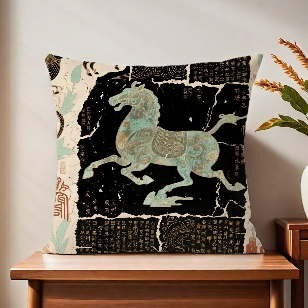Ancient style horse cushion cover For Pillow Printing Sofa Decoration Home Car Room Coffee Shop Office Nordic Simplicity