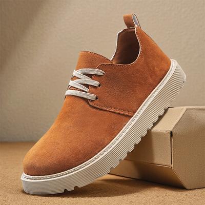 Mens Walking Shoes 2026 New Anti Suede Leather Thick Sole Snug Non Slip Wear-resistant Daily Commuting Sneakers for Man