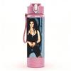 1PC Black Female Portrait A C 750ml Sports Water Bottle Leakproof Straw Lid Outdoor Office Home