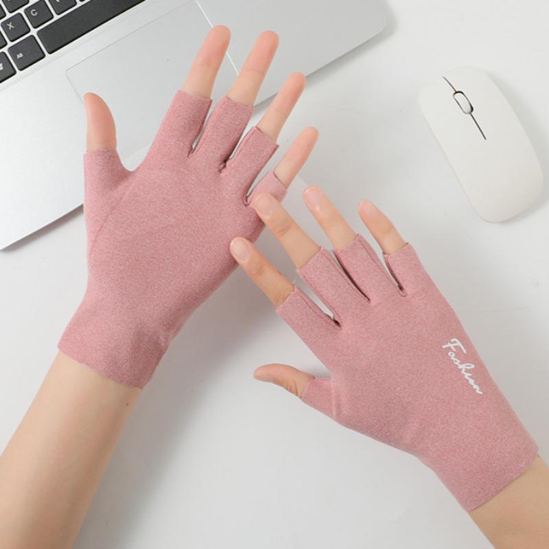 

Осінні та Зимові Рукавички для Жінок Парні Безпалі Для Вулиці Велосипедні Студентські Для Друкування Німецький Оксамит Теплі Рукавички з Відкритими Пальцями рожевий