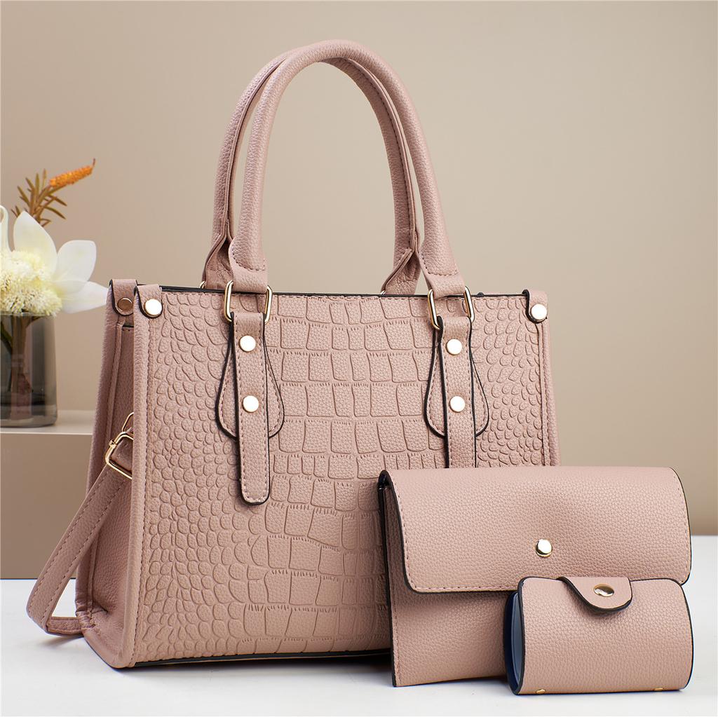 Handbag, mother and child bag, three-piece set, women's bag, large-capacity shoulder messenger bag.