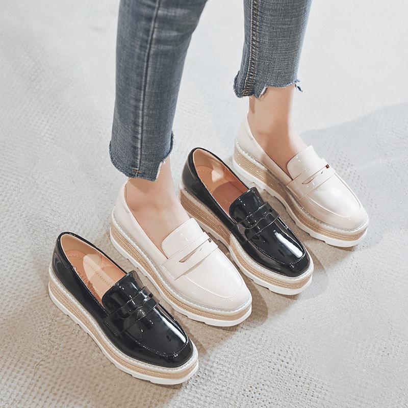 2025 Autumn Women's Simple Sequined Waterproof Platform Thick Sole Heightening Shoes British Style High Heel Casual HZB-007-31