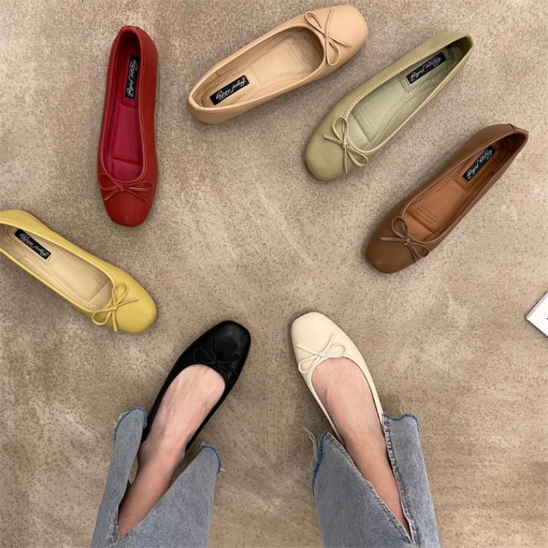 Flat Shoes Women Ballerinas Round Toe Bowtie Slip on Ballet Flats Lazy Loafers Moccasins Soft Comfort Ladies Casual Flats Shoes