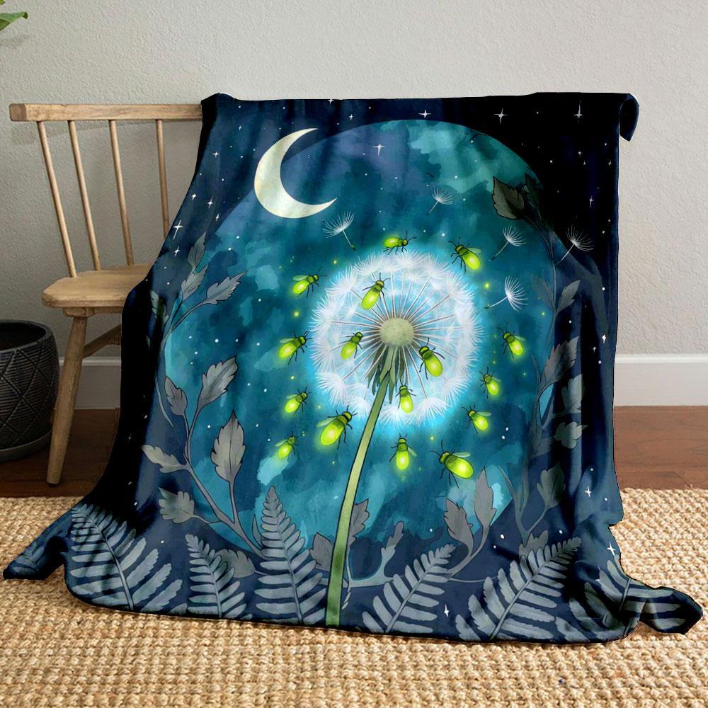 Birds in The Retro Night Sky Printed Blanket Children Adult Blanket Soft and Warm for Sofa Outdoor Travel Blanket Luxury Gifts