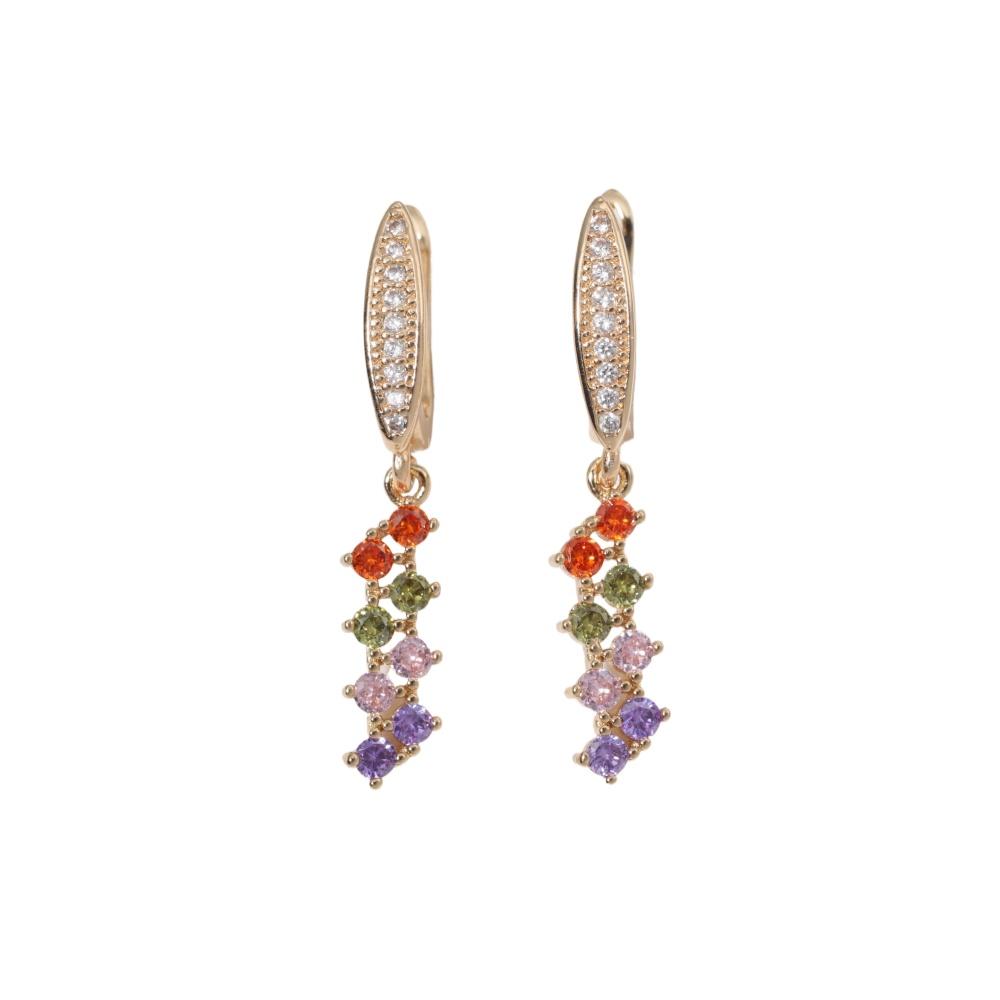 1 Pair Fashion Colorful Geometry Zirconia Dangle Earrings for Women Jewelry Wedding Party Accessories