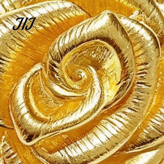 Zinc Alloy Brooch Vintage Golden Plated Rose Brooch, Metal Flower Lapel Pin for Dainty Badge Women, Relief Floral Suits Dresses Shirts Scarves Scarf