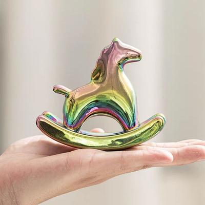 Ceramic Rocking Horse Ornament Exquisite Tea Pet Ornaments Simple Horse Year Decoration  Kids Gift