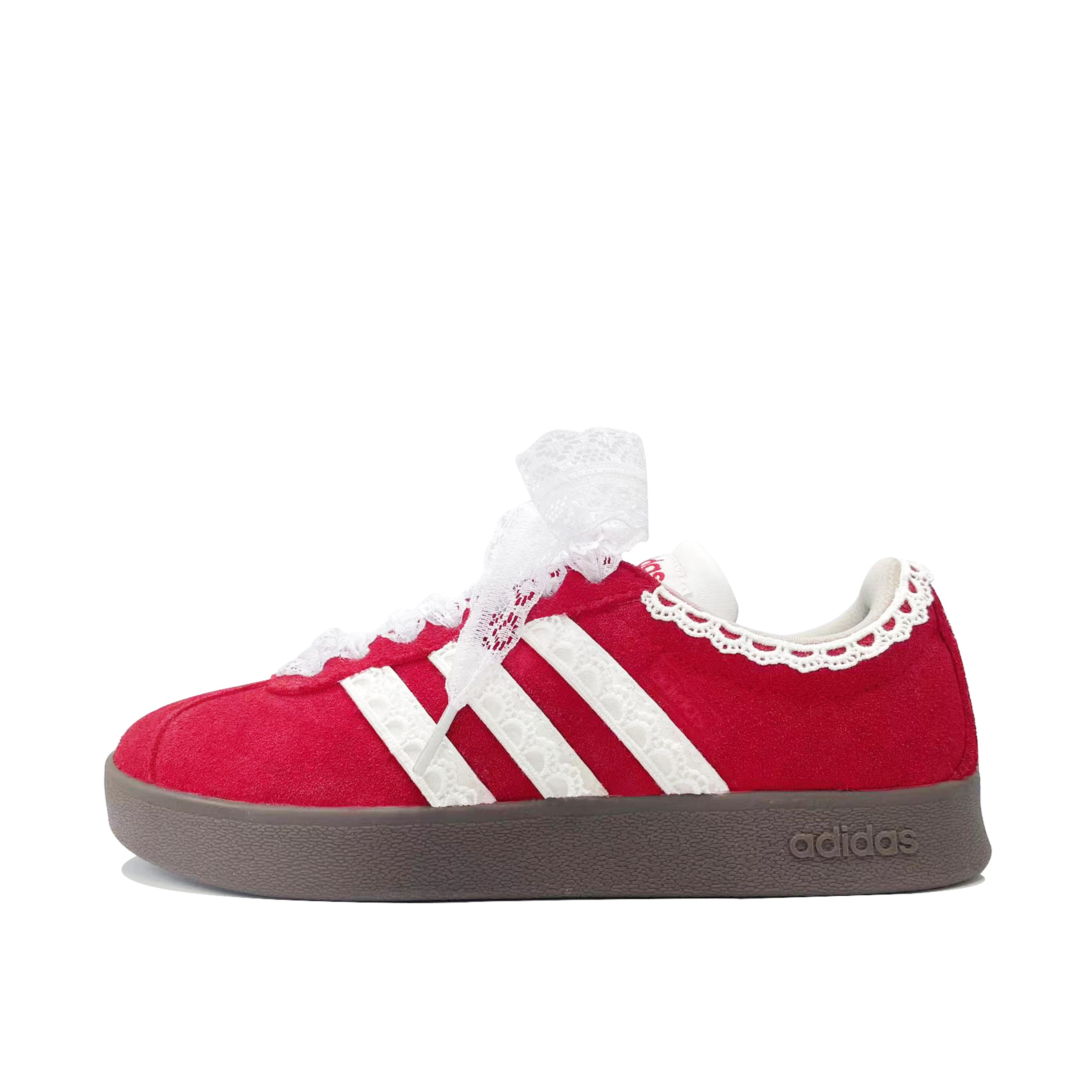 

Adidas VL COURT 2.0 Lifestyle Red Rose Language Leather Lightweight Low top Skateboard Shoes Unisex Red White HQ1802(Team847-QD) 37⅓