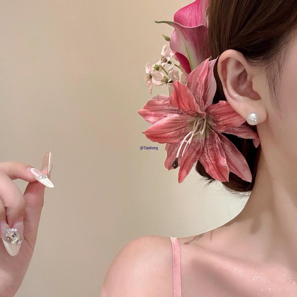 Exquisite Lily Flower Hair Clip - Floral Scene Women's Side Hairpin & Cheongsam Accessory