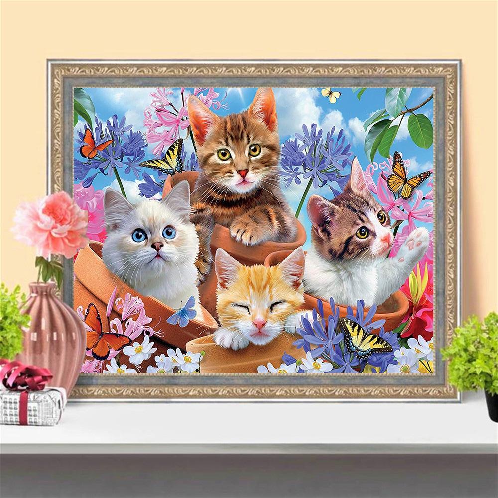 Diamond Painting kits-DIY 5D Diamond Painting kits for Adults Kids Full Drill Crystal Rhinestone Embroidery Cross Stitch Painting Diamond Arts for Home Wall Decor-Cat