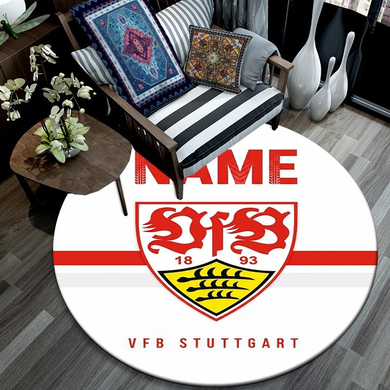 Custom Name,VfB Stuttgart pattern round rug,Carpet Rug for Living Room Bedroom Playroom ,Non-slip Floor Mat,Holiday Gifts and Birthday Gifts.
