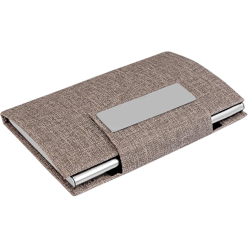 

OFIXO Business Name Card Holder Credit Card Holder Fashion Unisex PU Leather Solid Visit Card Case Metal Wallet (OFX-117 S серый