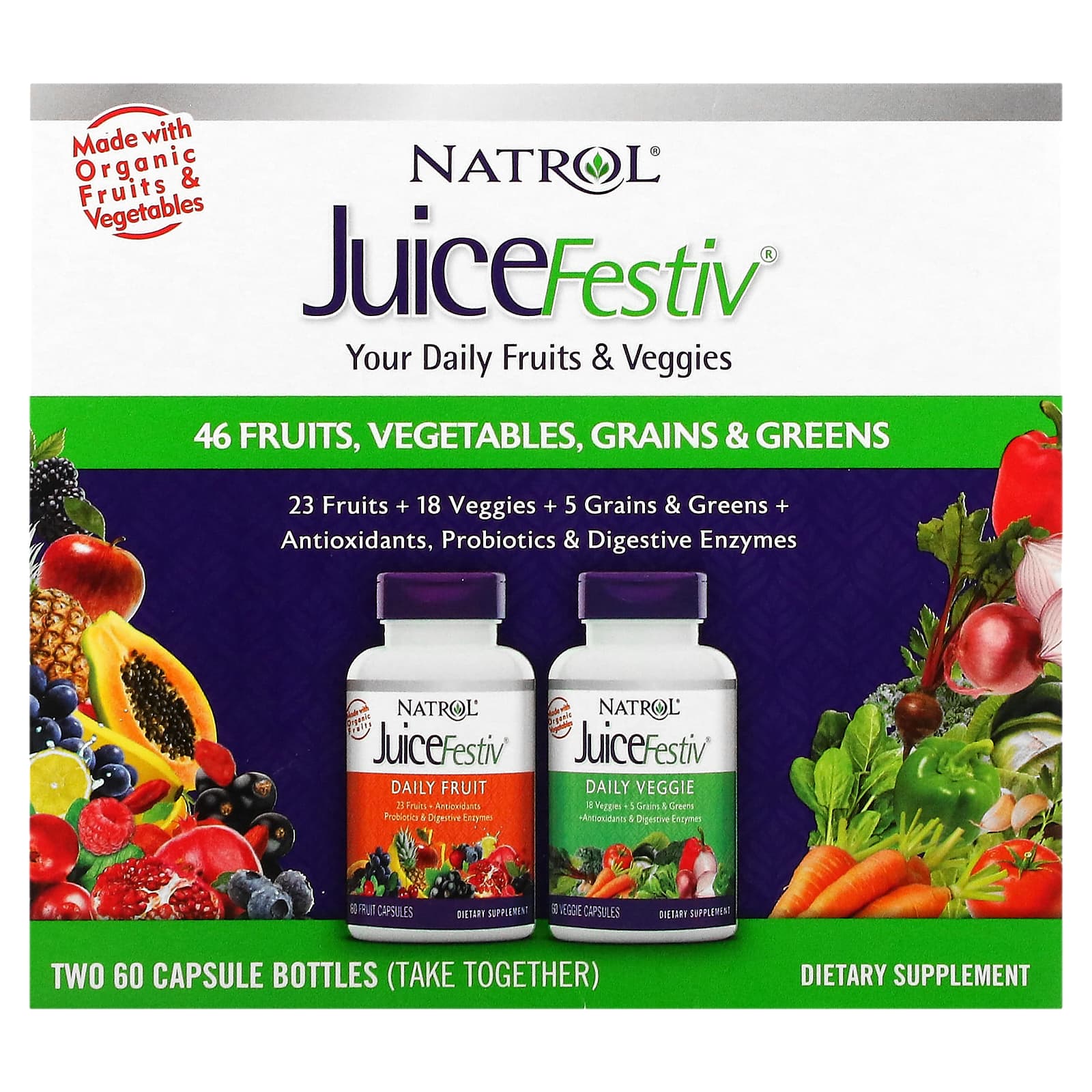 

Natrol, Juice Festive, 2 пляшки, 60 капсул