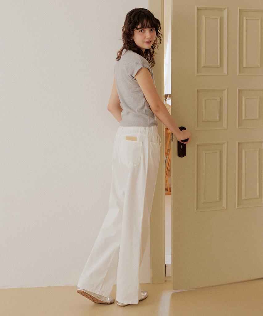 ADAUL Back Label Natural Banding Wide Pants - White