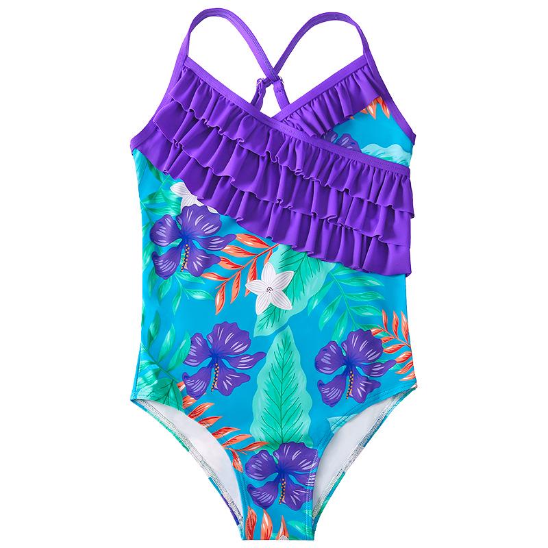 2023 Floral Ruffle One-Piece Swimsuit for Girls