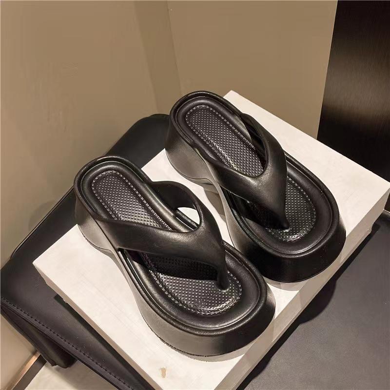 Women Fashion EVA Platform Slippers Solid Color Clip Toe Wedge Sandals Woman 2025 Summer Thick Sole Anti Slip Beach Flip Flops