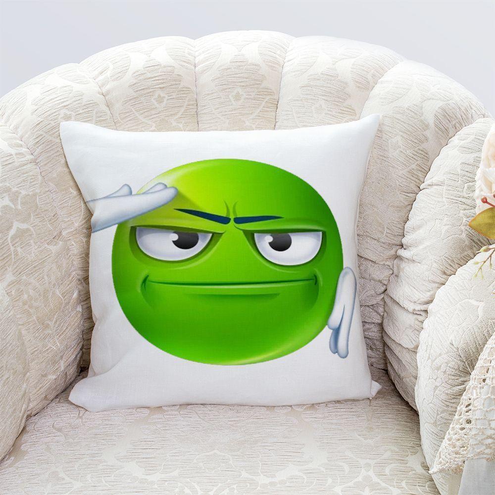 Green Face Little Mung Bean Funny Pillow Cover, Zippered & Removable Washable, Home Bedroom Bedside Cushion Cover