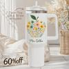 Leakproof Large Capacity Fresh Floral Insulated Car Mug with Straw Handle Portable Thermos for Outdoor Summer Camping