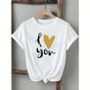 Cuore Amore Carino T-shirt Anni '90 Stampa Abbigliamento T-shirt Unisex da Donna Manica Corta Stampata Moda Casual Grafica T-shirt Top