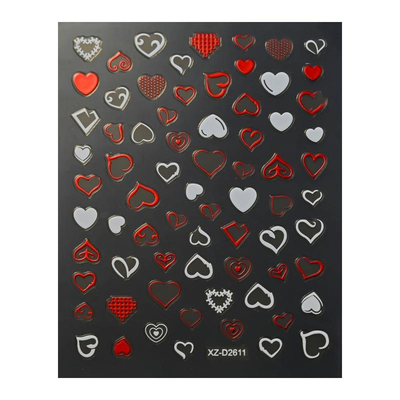 Valentine'S Day Nail Art Sticker Romantic Theme Love Rose Platinum 3D Adhesive Valentine'S Day Nail Sticker