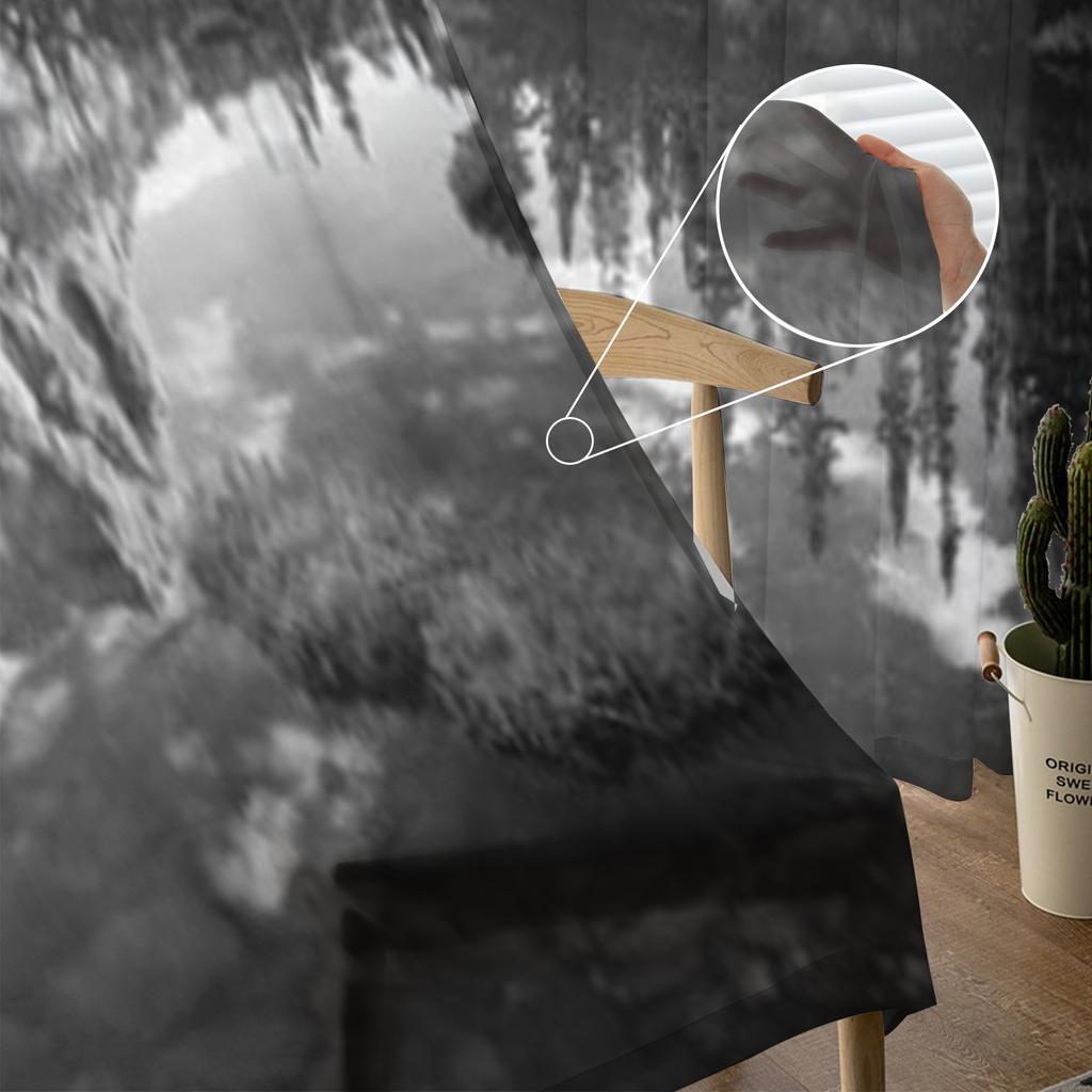 Soluppgång från Helene-sjön Lyxig chiffong, skira gardiner för vardagsrummet, dekoration av sovrummet Fönster Voiles Tyllgardin