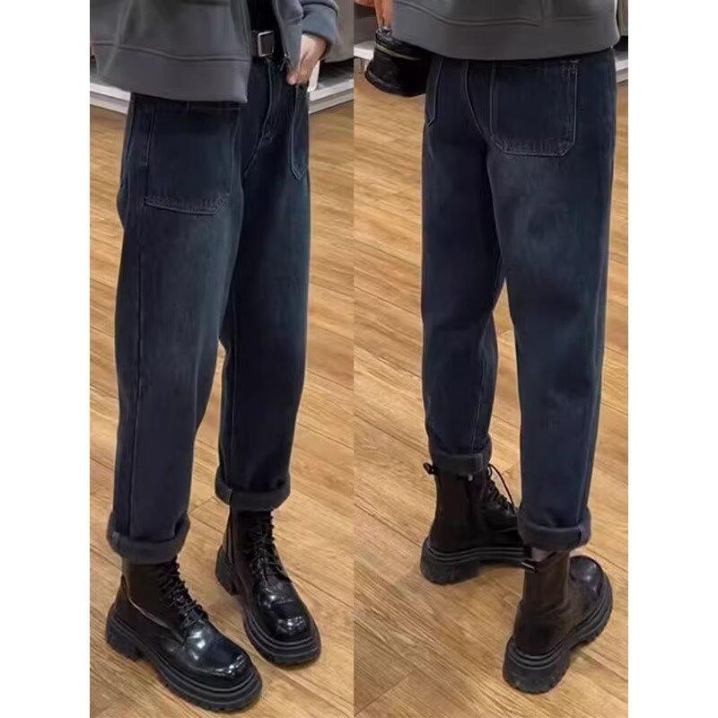 

Вельветовые женские джинсы-гаремы большого размера с высокой талией грушевидной формы - Коллекция Осень/Зима 2XL серый/синий