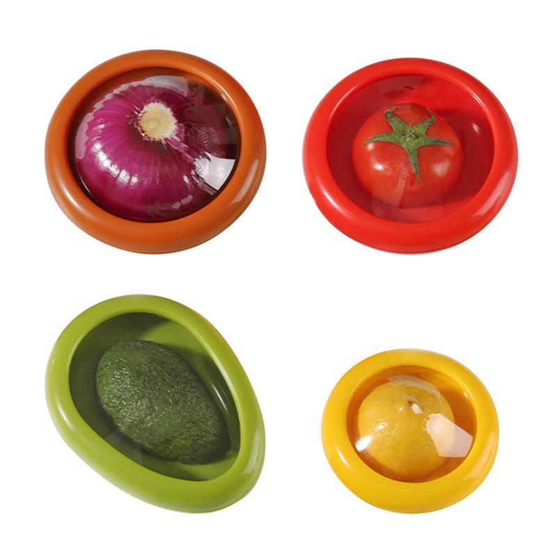 4pcs Food Fruit Vegetable Reusable Airtight Fresh Storage Box for Fruits and Vegetables Avocado Lemon Storage Box Kitchen Gadget