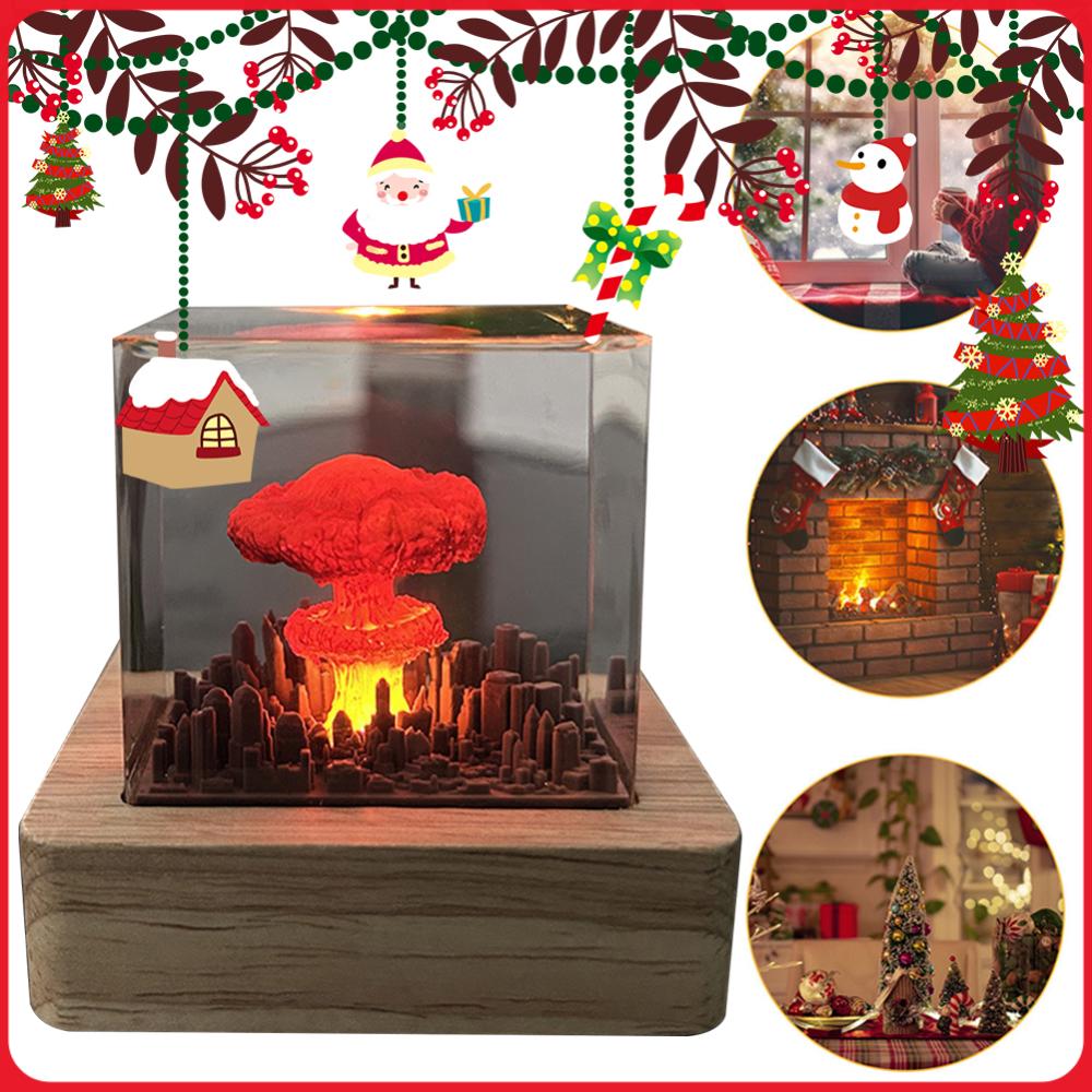 Nuclear Explosion Mushroom Cloud Lamp Resin Nuclear Explosion 3D Night Light USB Charging Creative Gifts for Kids