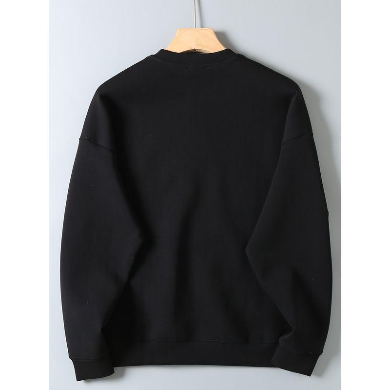 Original Export Surplus Air Layer Xinjiang Combed Cotton Drop Shoulder Cut Label Plain Versatile Loose Long-Sleeve Sweatshirt for Men Trendy