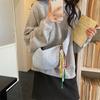 Simple Plaid Hobos Shoulder Bags for Women Large Capacity Ladies Crossbody Bag Casual Student Handbag Tote Colorful Rope Pendant