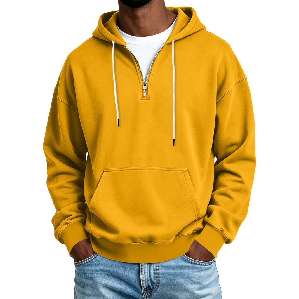 Men's Casual Half Zip Hoodie Sweatshirt for Winter Color Everyday Wear
