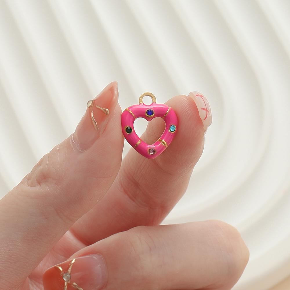 1 pièce/lot Pendentifs Triangle Ovale Cœur d'Amour Multicolores en Acier Inoxydable Pour Bracelet Collier DIY Accessoires de Bijoux