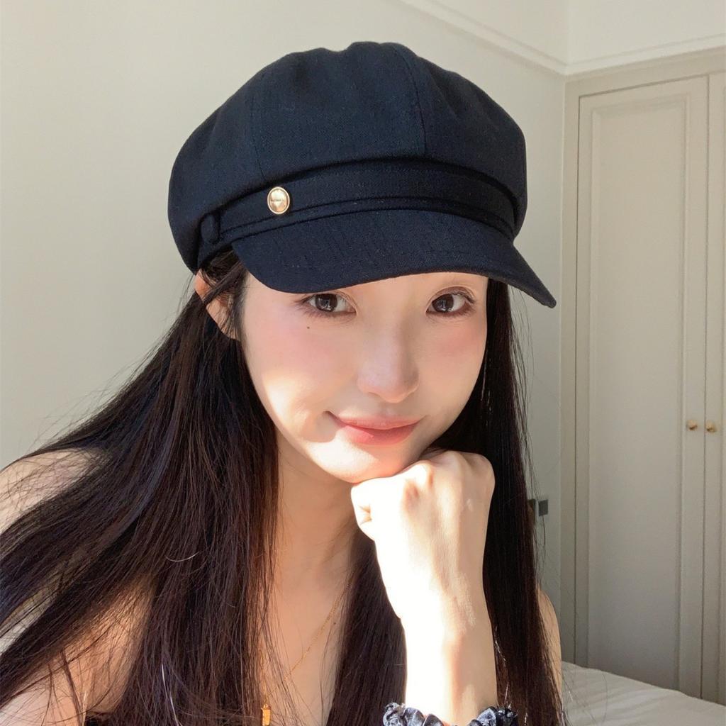Korean Ernie~ Spring And Summer Breathable Thin Retro Beret Feminine Versatile Fashionable Octagonal Hat