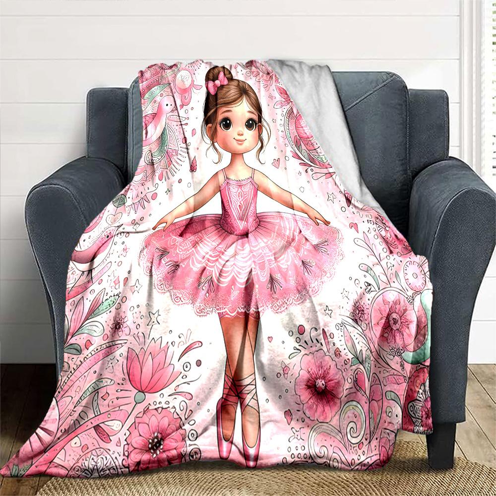 Floral Ballerina Dance Gift Blanket Durable Comfort Suitable for Sofa Couch Office Bed Picnics All-Season Use Digital Print Perfect GiftY19