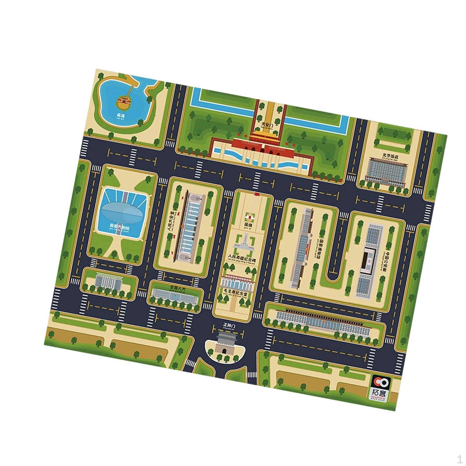 

Детский игровой коврик с дорогами Автотрек Утолщенный декор для детской комнаты 55 x43 Нескользящий коврик