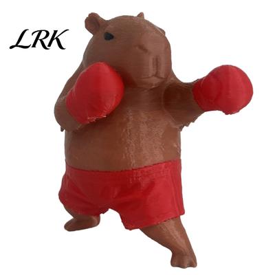 Small Animal Sculpture Boxing Capybara Figurine, Funny Boxer Desktop Ornament for Stress Miniature Statue Desk Relief, Cute Home Office Car Decoration