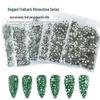 1440-Piece Non-Fading AB Rhinestones Dark Green Round Glass Nail Art Decorations with Silver Base