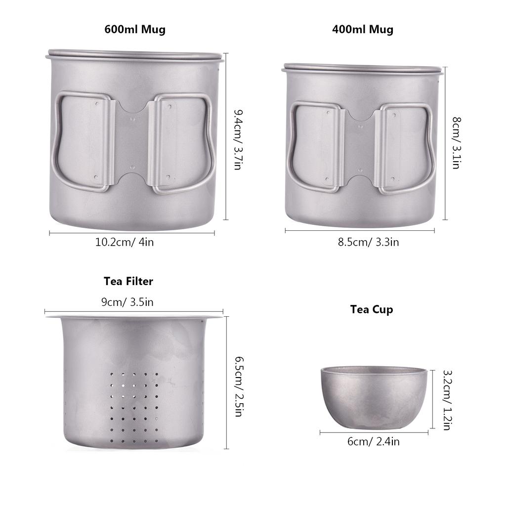 Outdoor Camping Ti Tea Mug with Lid and Tea Filter Tea Cup for Outdoor Camping Hiking Travel