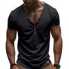 Maglietta Henley da Uomo a Maniche Corte con Scollo a V e Dettaglio Bottoni Vestibilità Slim Morbida Traspirante Maglietta Casual per l'Uso Quotidiano