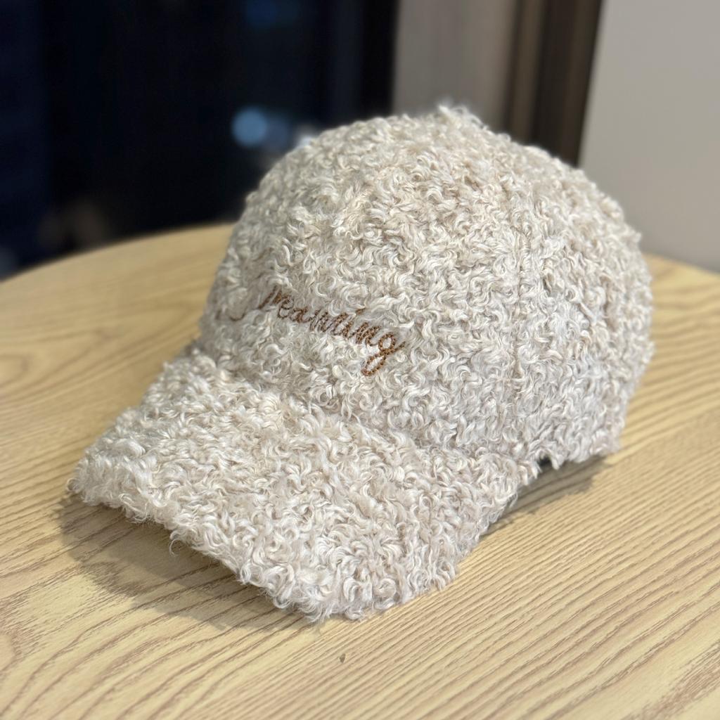 Korean Style Autumn and Winter Lamb Wool Letter Embroidered Baseball Hat for Men and Women Trendy Face-showing Small Warm Plush Duck Cap