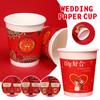 50 Pcs Disposable Wedding Cups Thicken Chinese Red Cups For Wedding Party Banquet Decor Supplies Chinese Style Drinking Tea Cup
