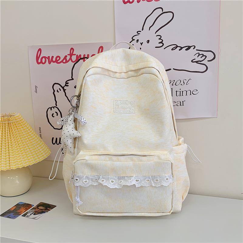 Schoolbag Japanese ins style girl backpack female middle school student schoolbag high value lace edge light leisure travel backpack