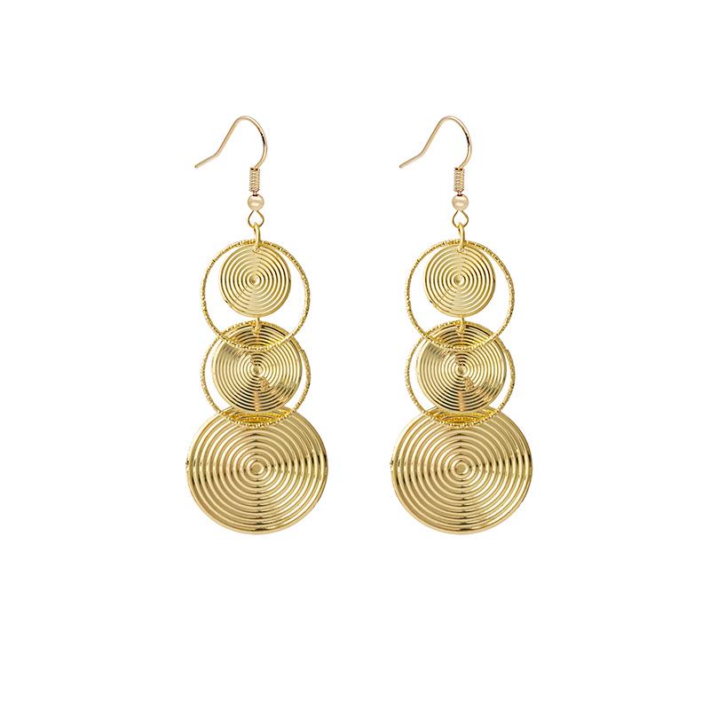European and American Multi-Layer Hollow Metal Geometric Tassel Earrings