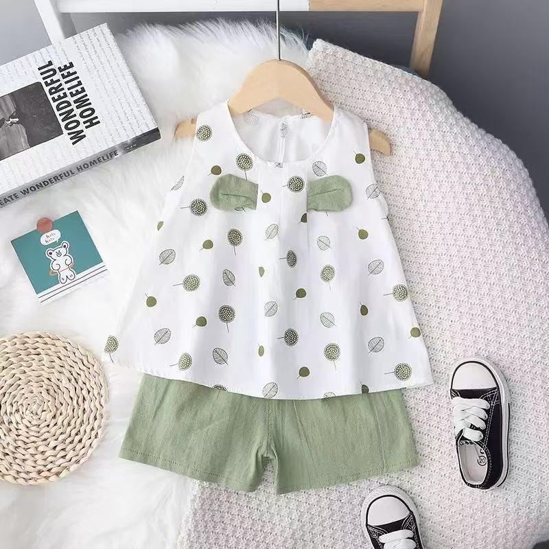 Girls Polka Dot Short Sleeve Set 2 Piece Outfit For Toddler Kids Age 1-5 Summer Baby Clothes