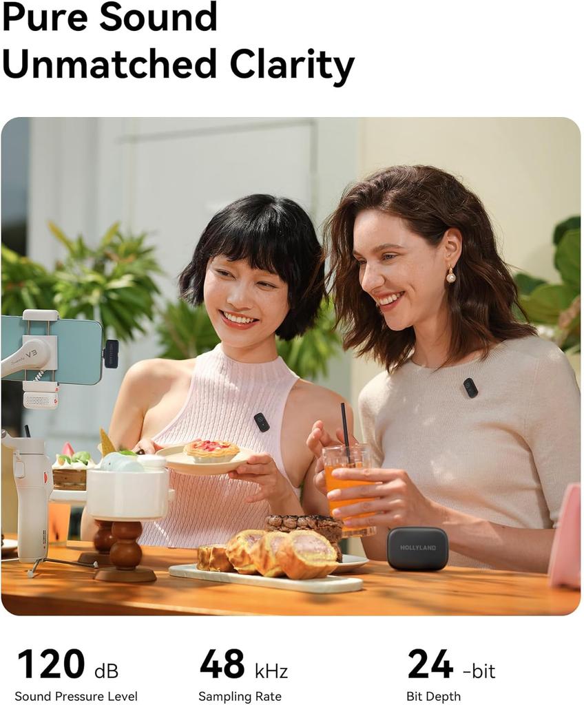Hollyland Lark A1 Wireless Mini Microphone for iPhone & Android, 48kHz/24-bit,  Microphone for YouTube, Podcast, Vlogging