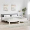 Bed Frame in White and Light Grey 200 x 200 cm Solid Pine Wood