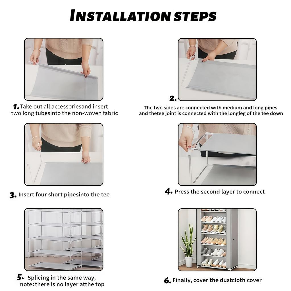 6/8/10-Layer Multifunctional Shoe Organizer - Simple Shoe Rack, Household Dust-proof Storage Shoe Cabinet, Indoor Simple Shoe Cabinet